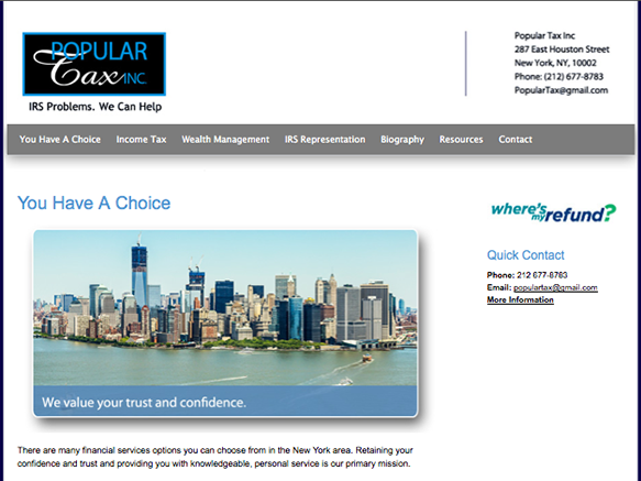 popular tax website design